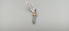 Clear Quartz Stone Pencil Pendent in Brass