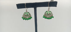 Meena 92.5 Silver Earring Polki Jhumka