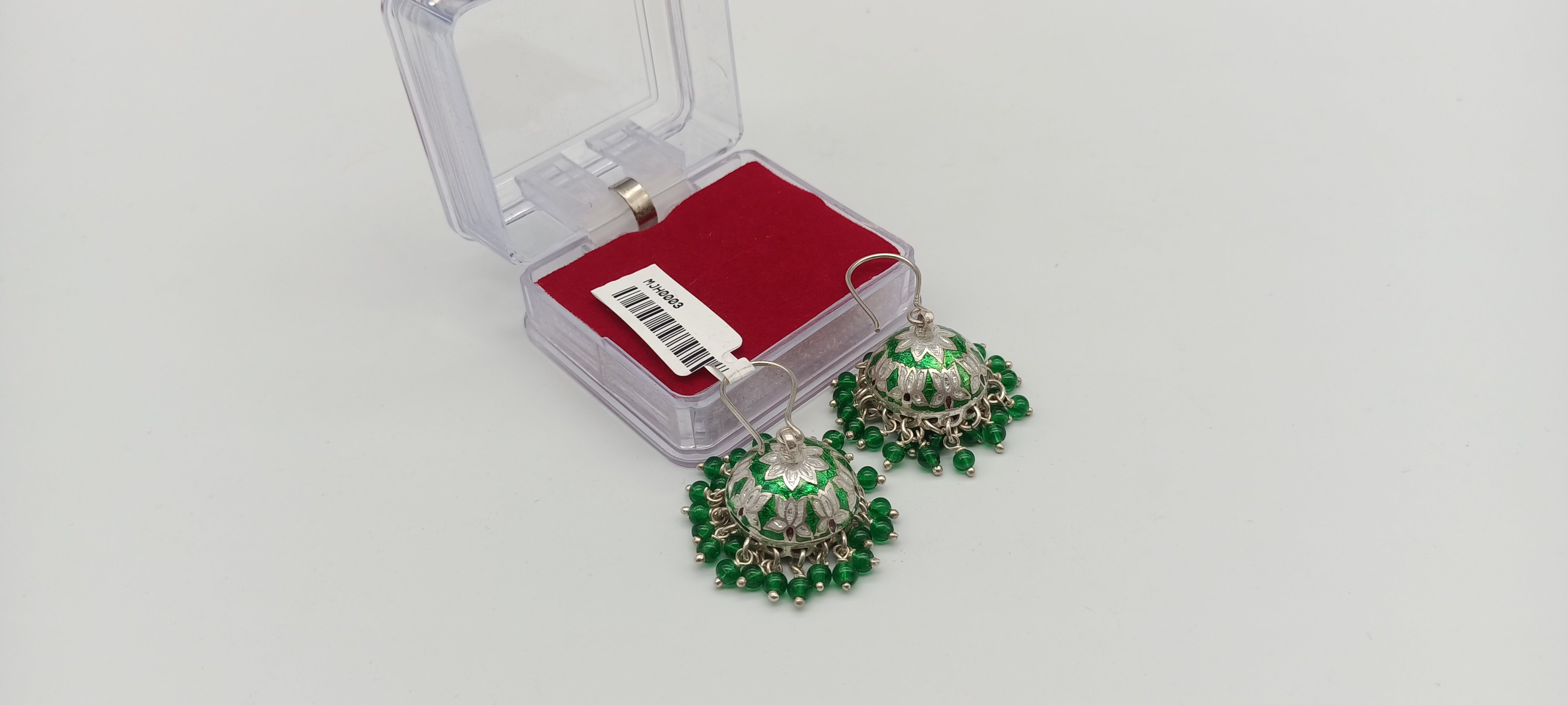 Meena 92.5 Silver Earring Polki Jhumka