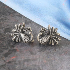 Oxidized 92.5 silver Antique Peacock earring