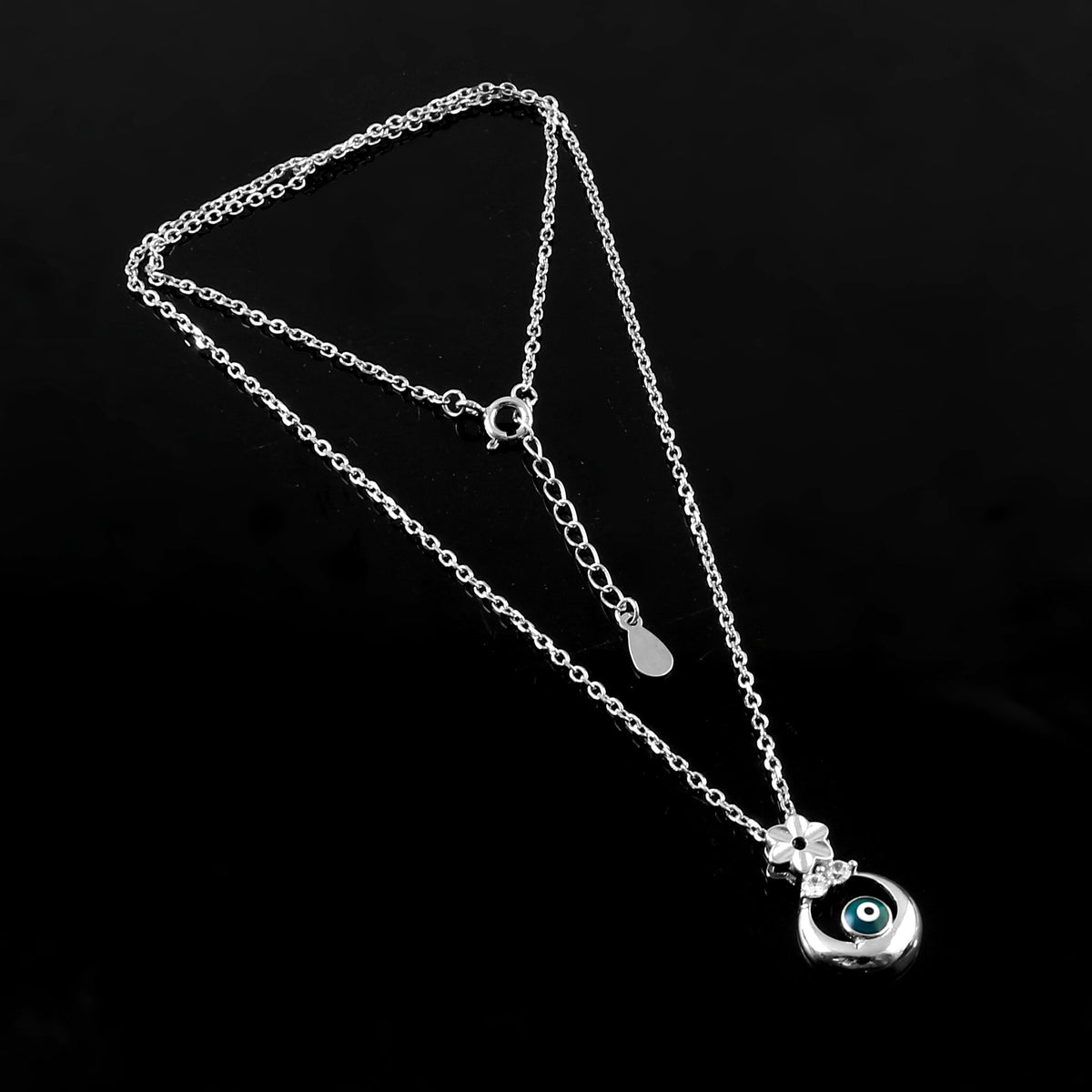 Sterling 92.5 Evil Eye Pendent with Chain Neckless