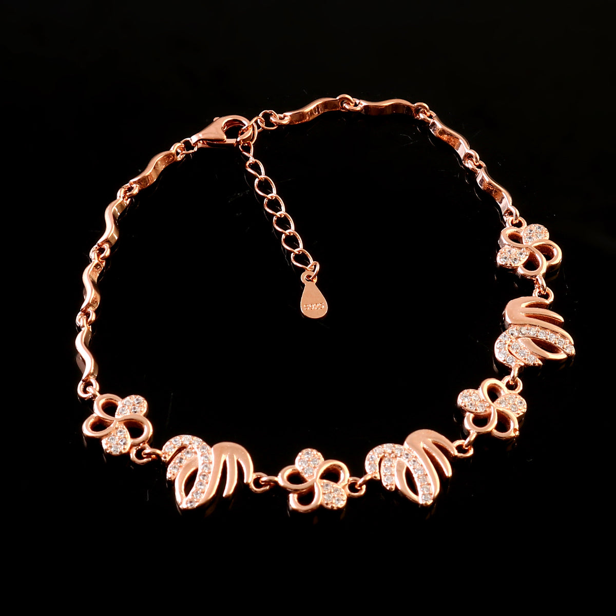 Rose Gold sterling Floral Ladies Bracelet