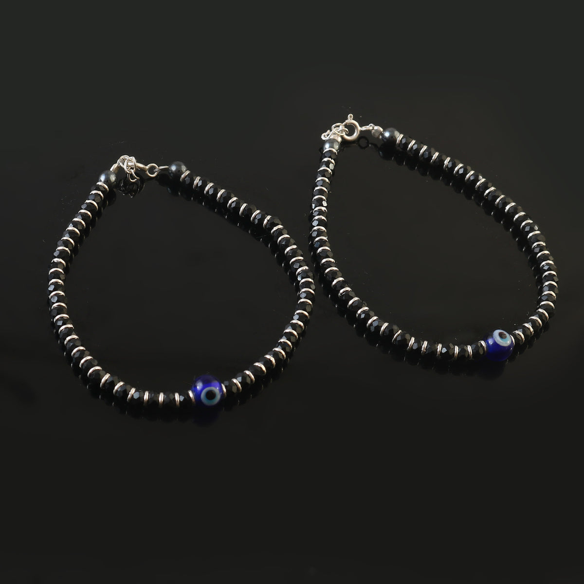 Silver Black Beaded  Najaria  Bracelet