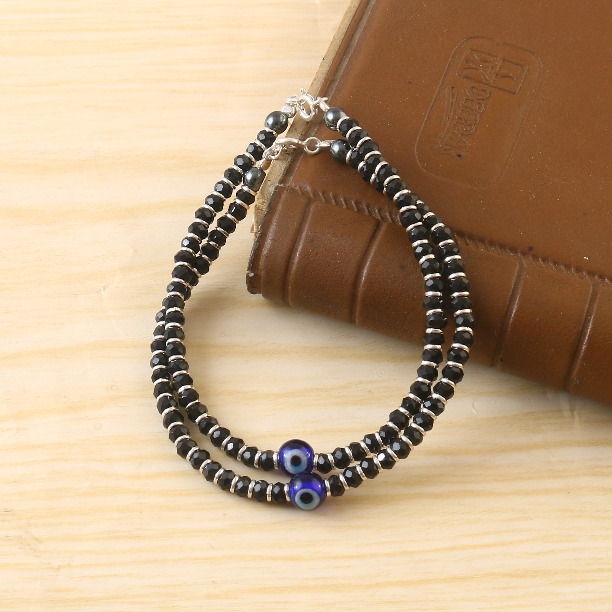 Silver Black Beaded  Najaria  Bracelet