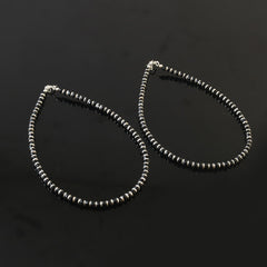 Black Beaded Anklets in Silver