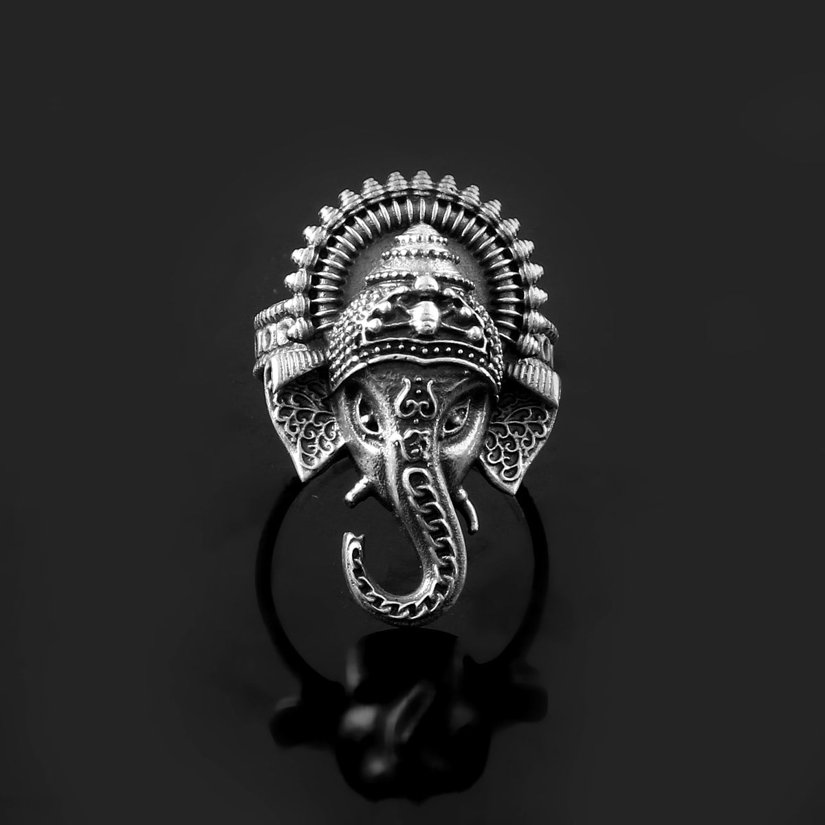 Oxidized 92.5 Lord Ganesha Antique Ring