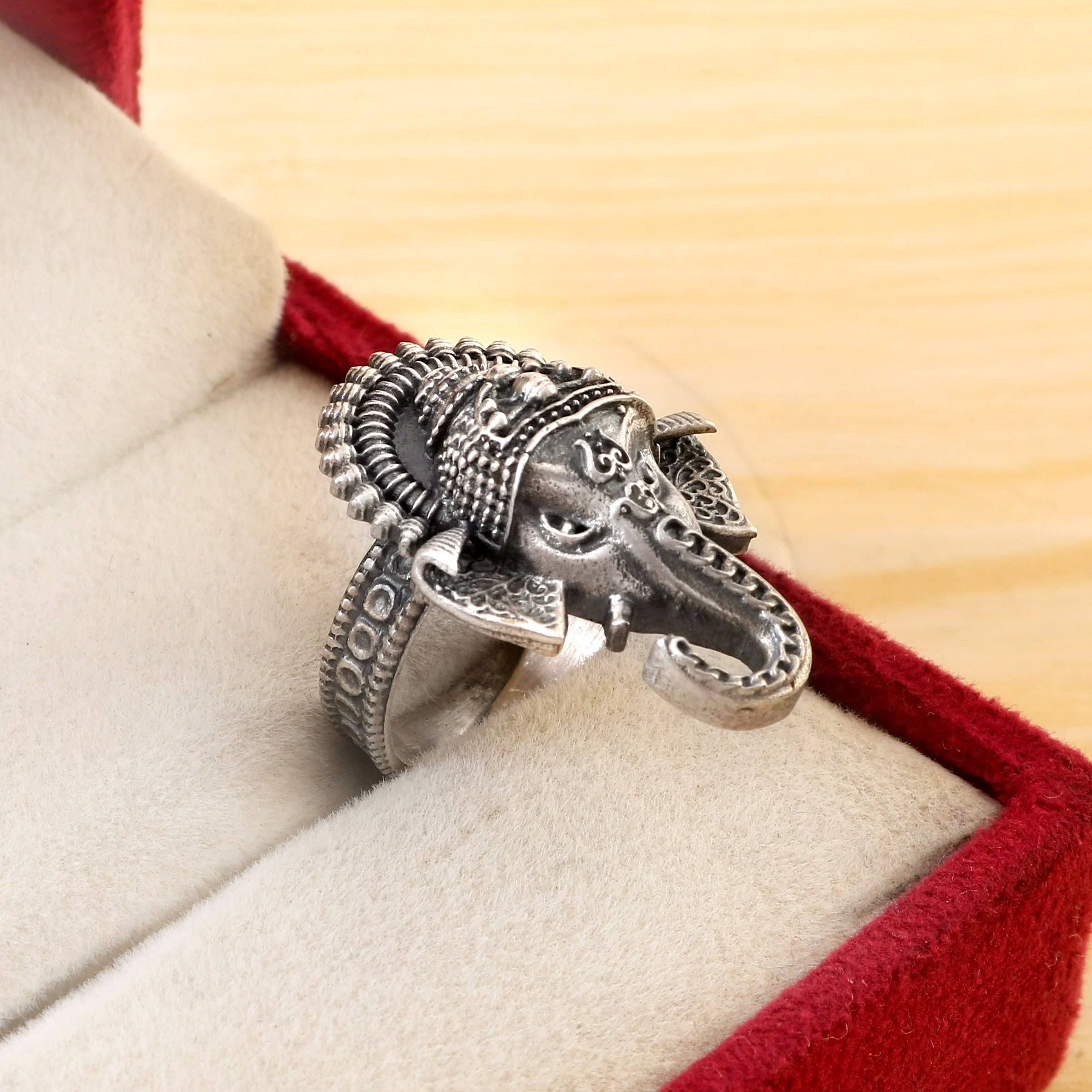 Oxidized 92.5 Lord Ganesha Antique Ring