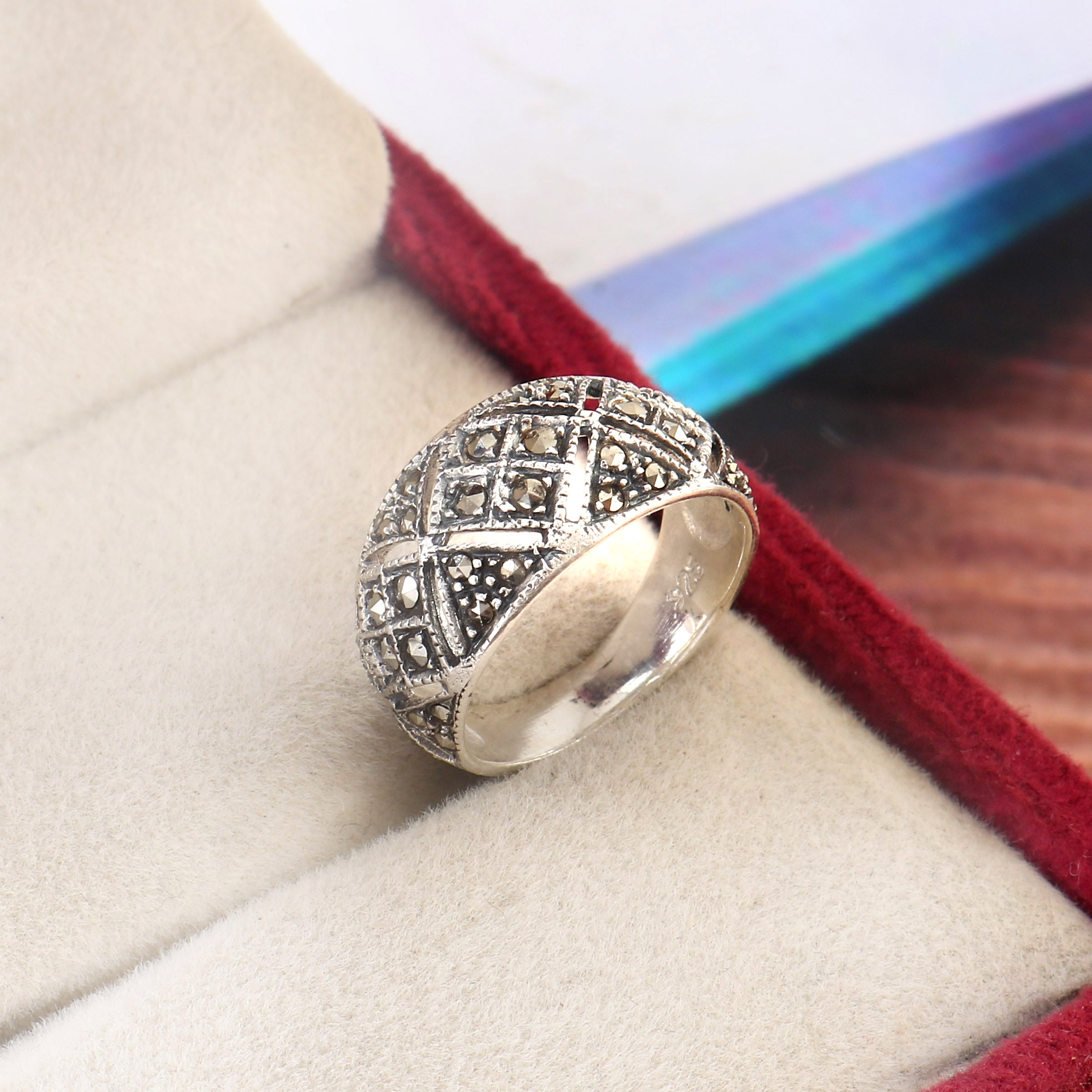 Sterling 92.5 Swiss Marcasite  Ladies ring