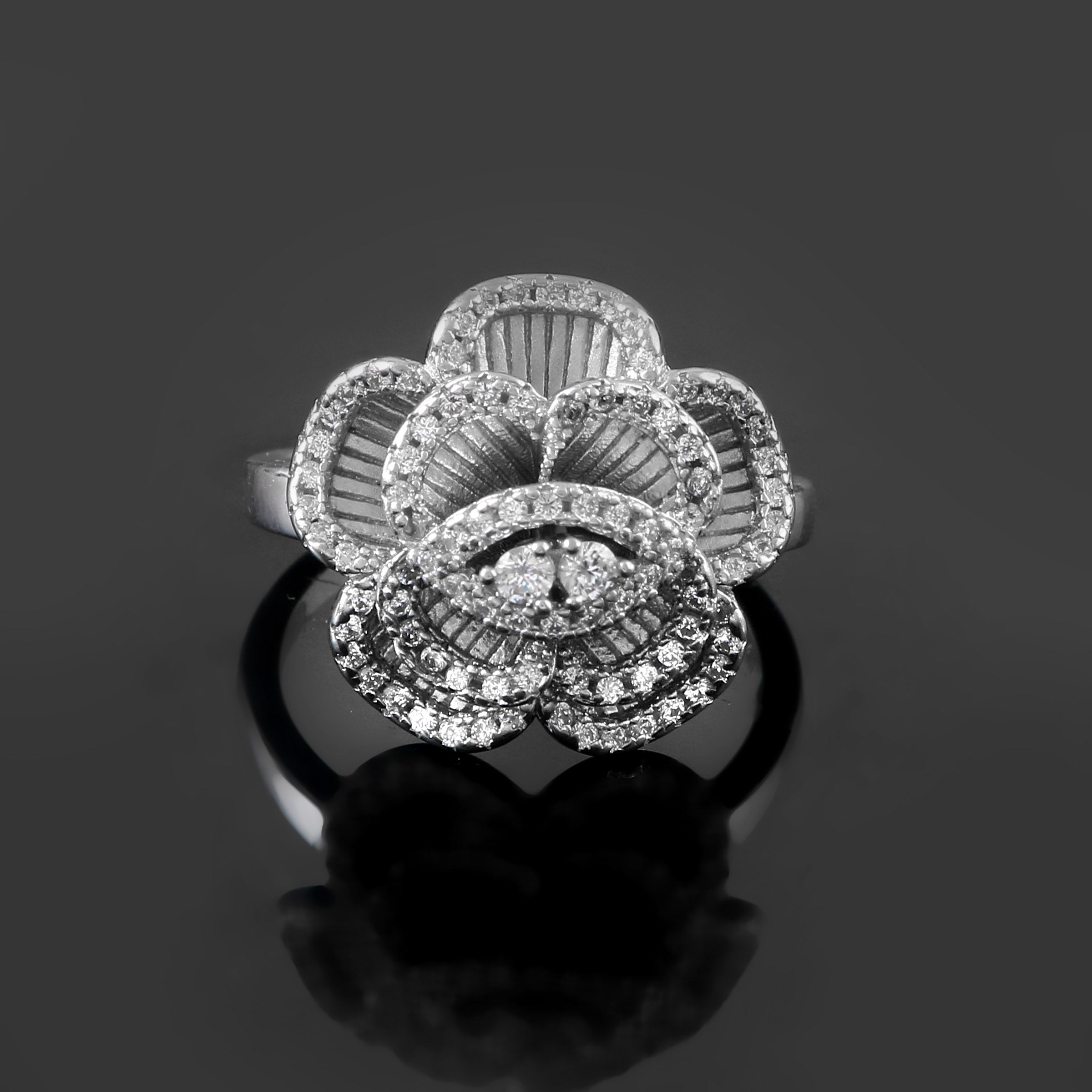 Sterling 92.5 CZ  Rose Ladies  Ring