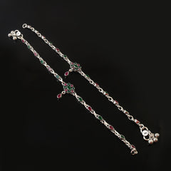 Oxidized 925 Cut Stone Anklet