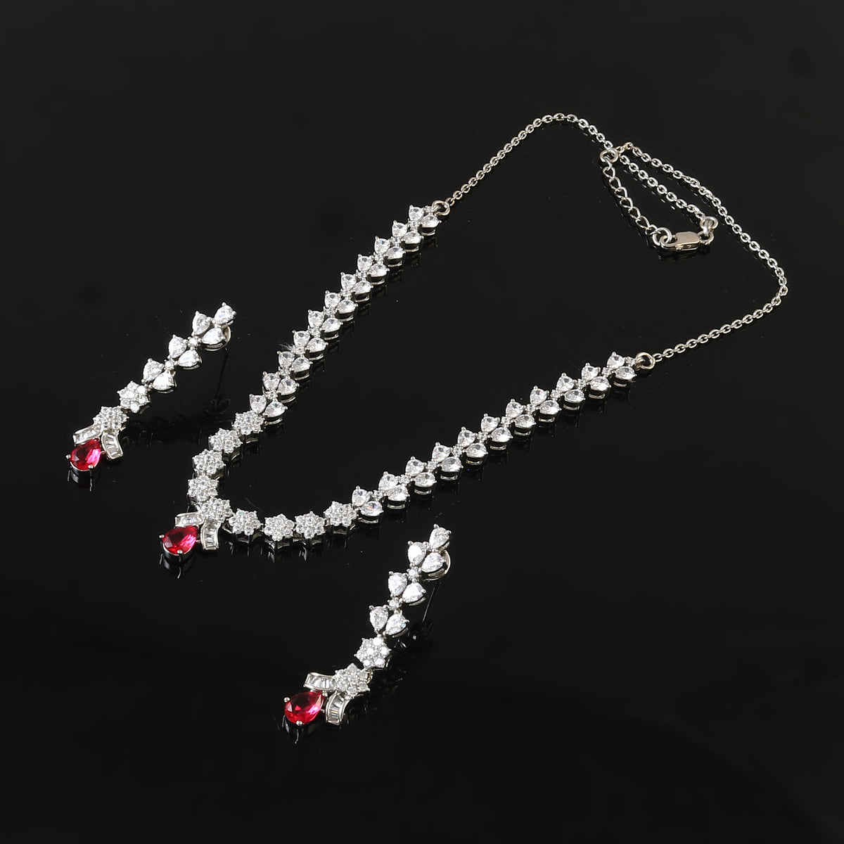 Sterling 92.5 Silver CZ Stone Necklace set