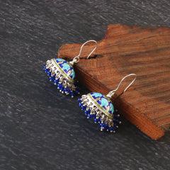 Meenakari 92.5 Silver Polki Jhumka Earring