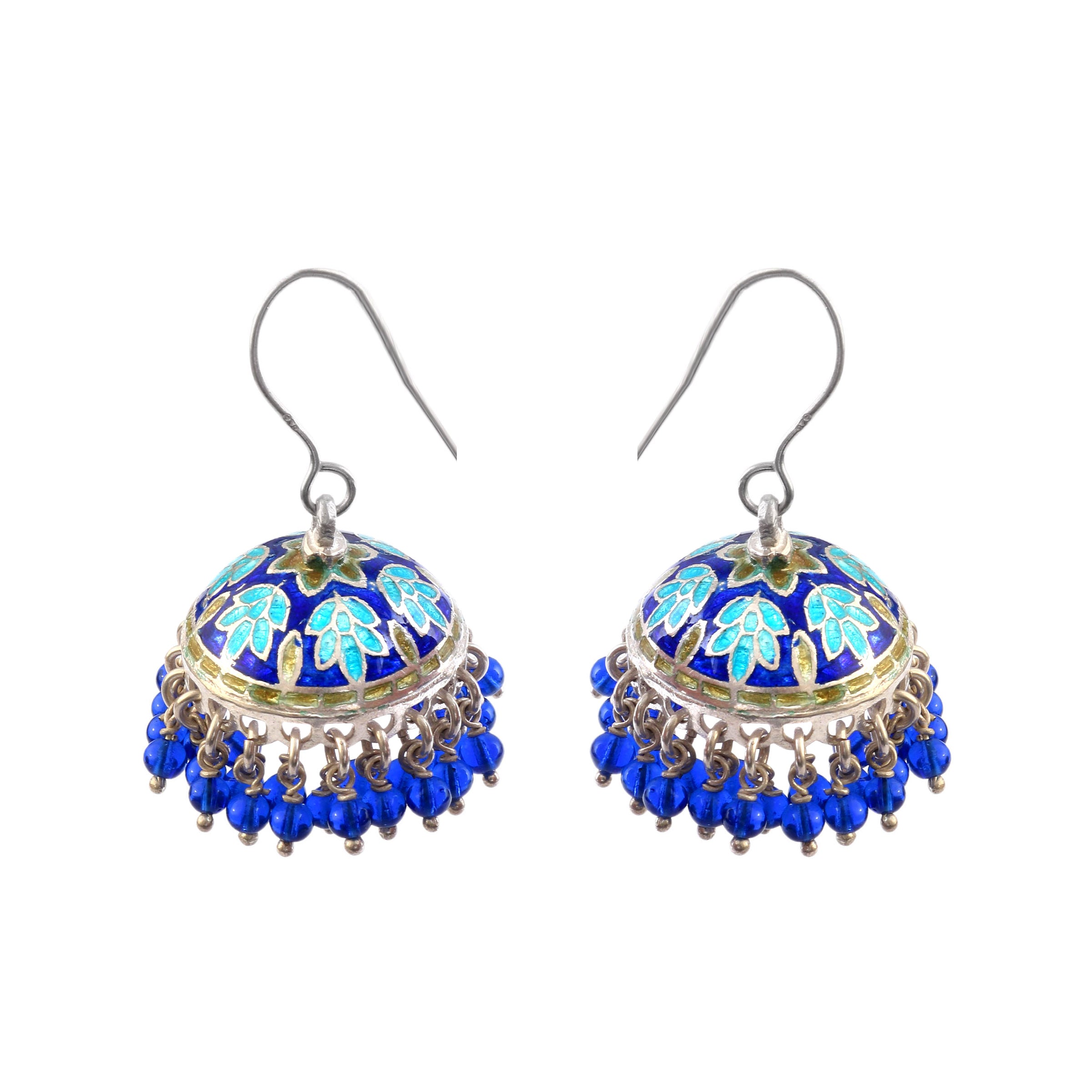 Meenakari 92.5 Silver Polki Jhumka Earring