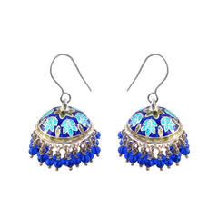 Meenakari 92.5 Silver Polki Jhumka Earring