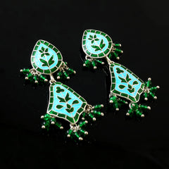 Meenakari 92.5 Silver Earrings Set