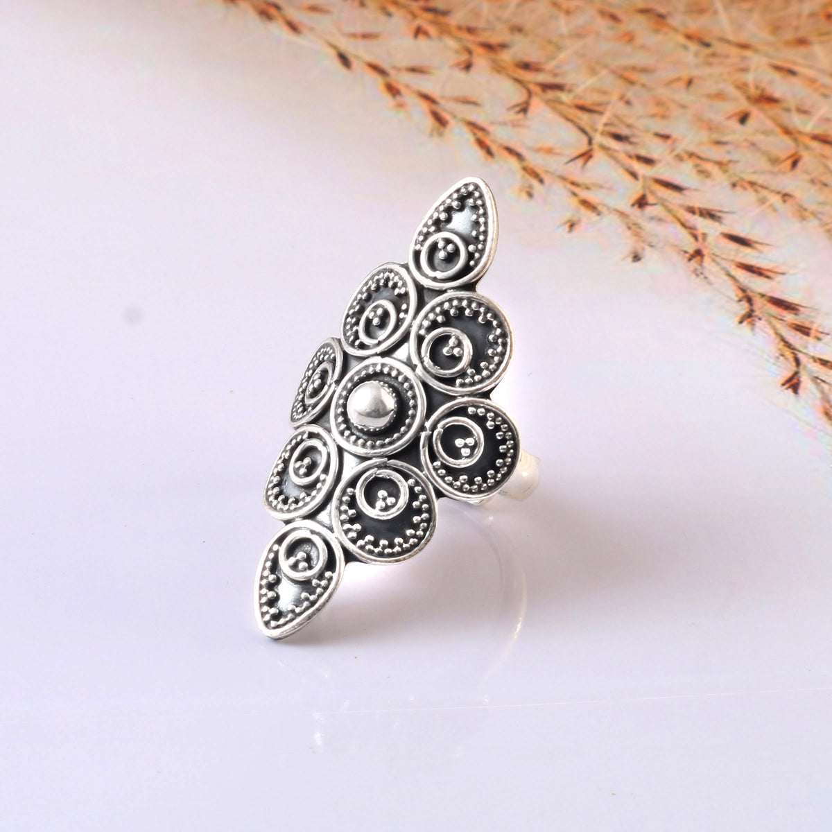 Oxidized 92.5 Silver Antique Ring for Women