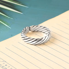 Oxidized 92.5 Silver Spiral Ring for Women