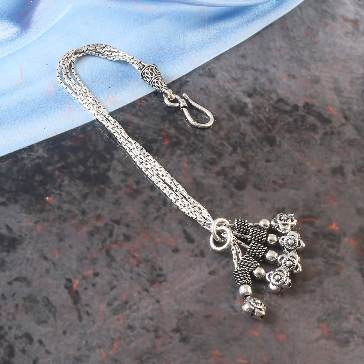 Oxidized 92.5 Silver Chain Bracelet for Women