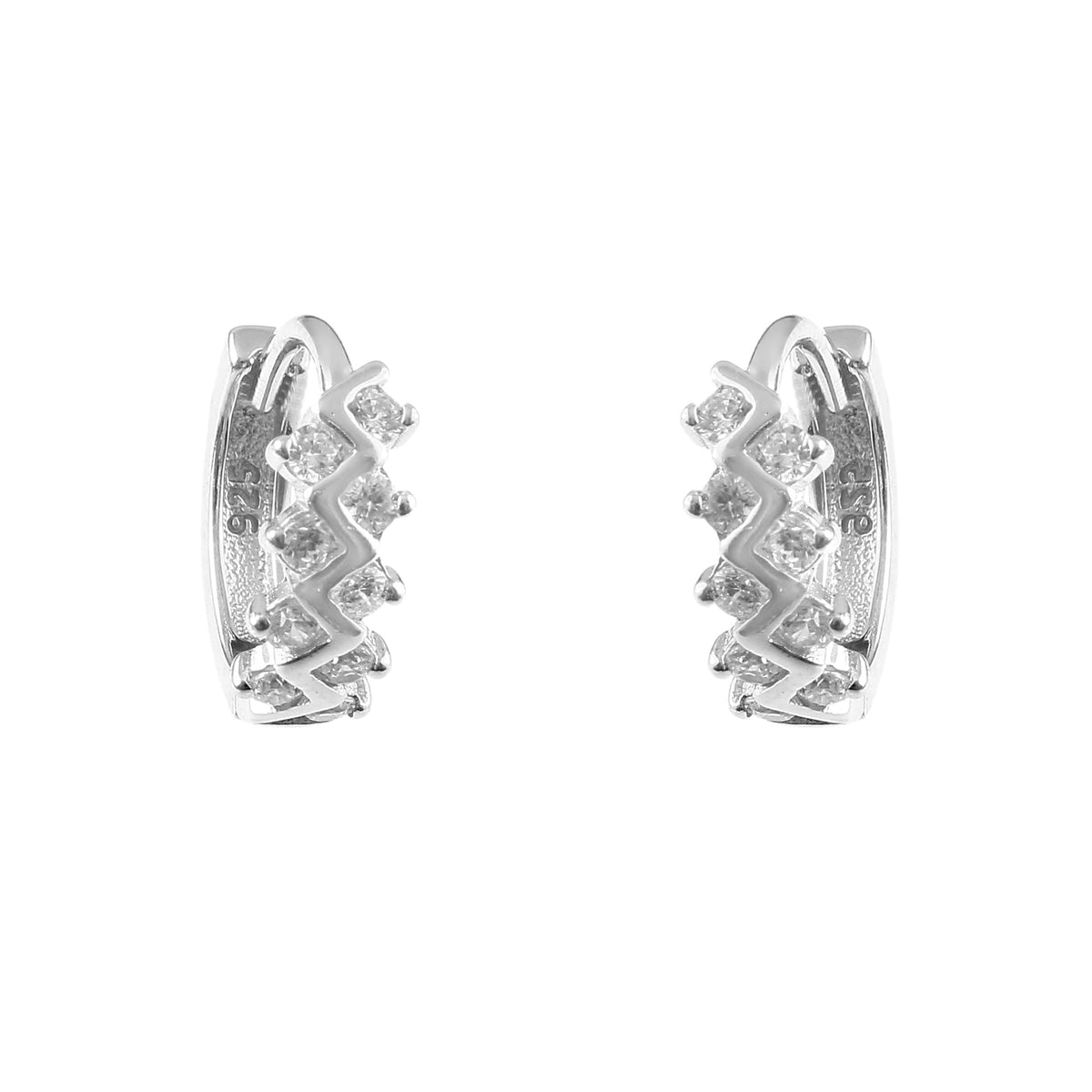 Sterling 92.5 Silver CZ Bali Earrings