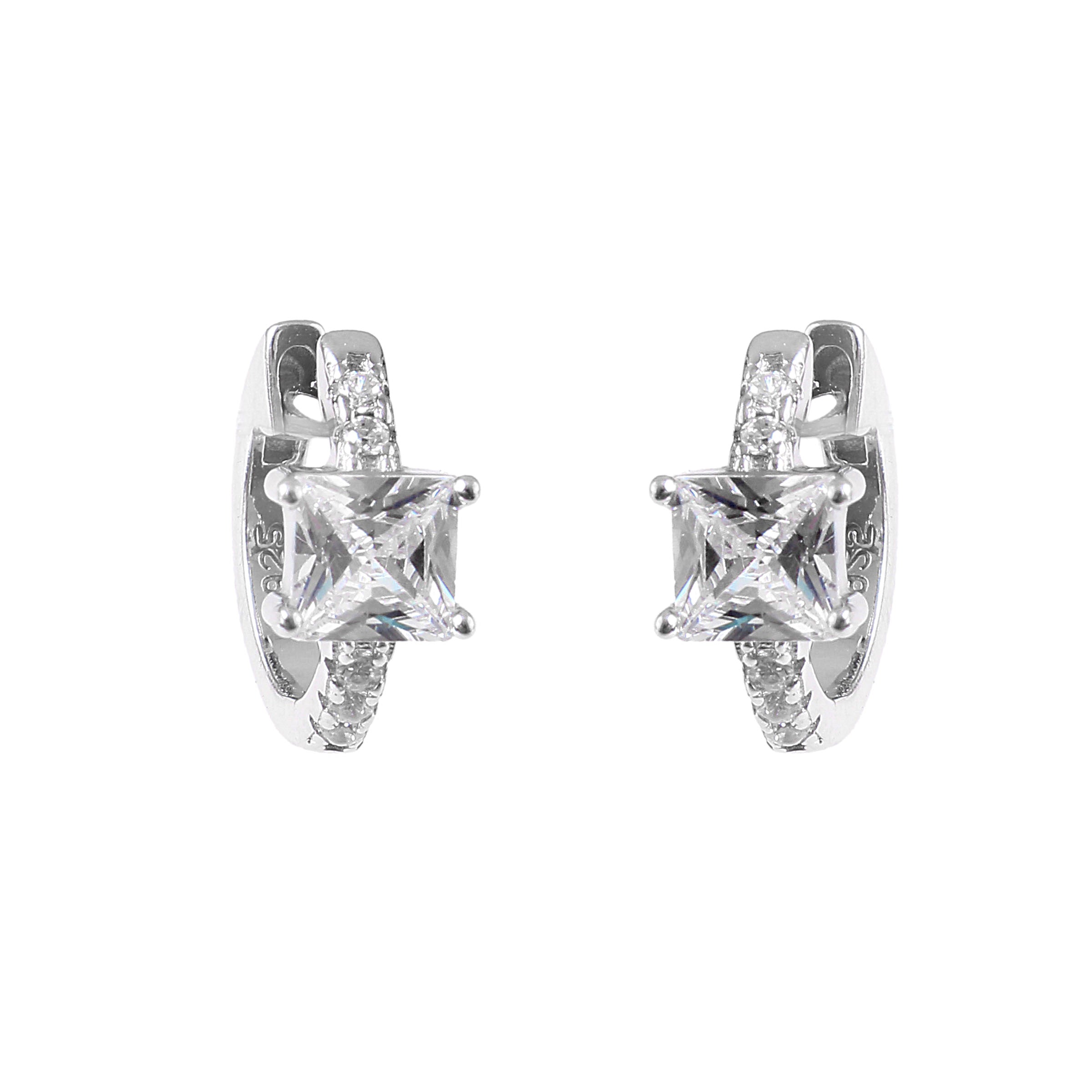 Sterling 92.5 Silver CZ Bali Earrings