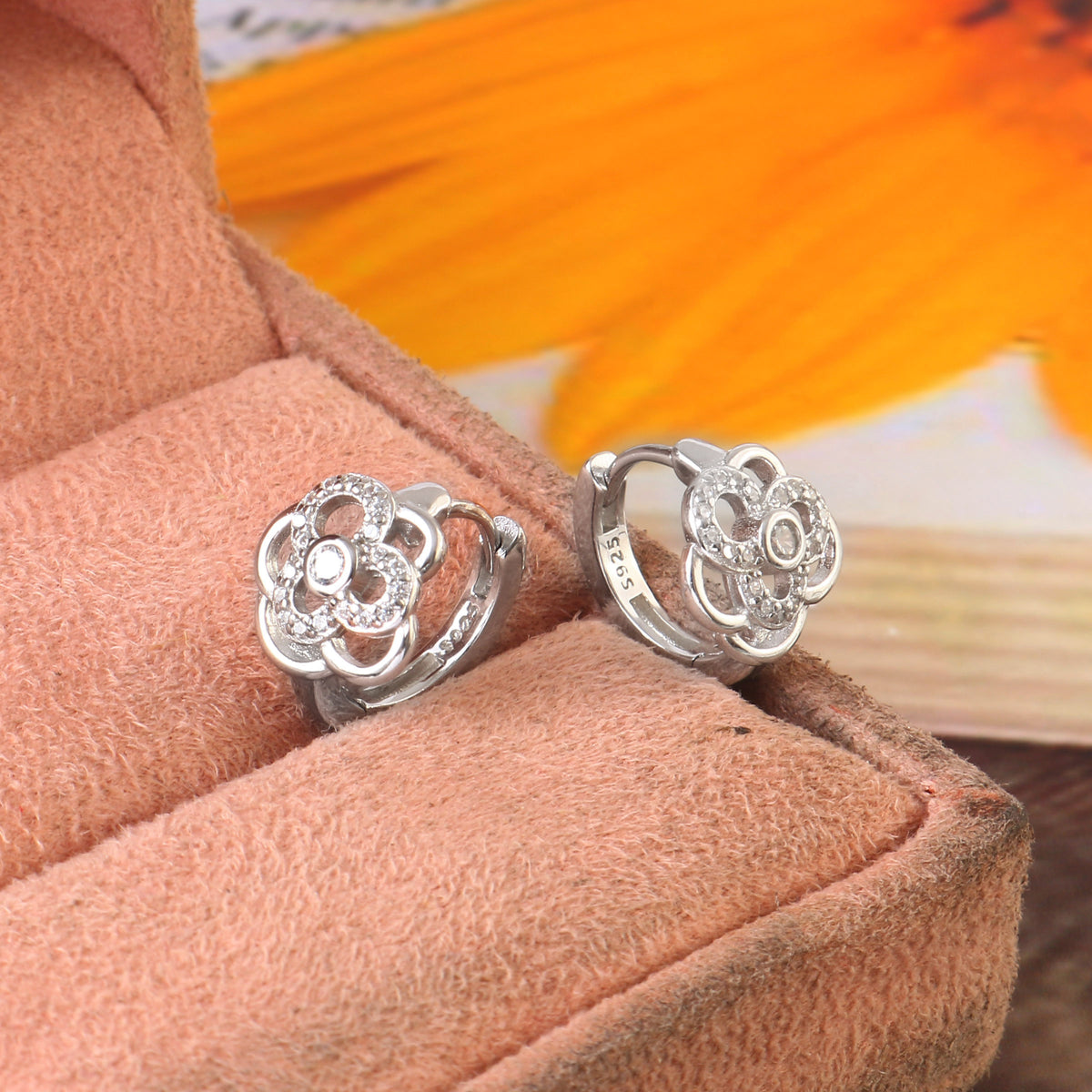 Sterling 92.5 Silver Floral Bali Earring