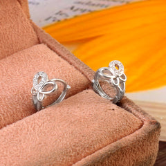 Sterling 92.5 Silver CZ Bali Earrings