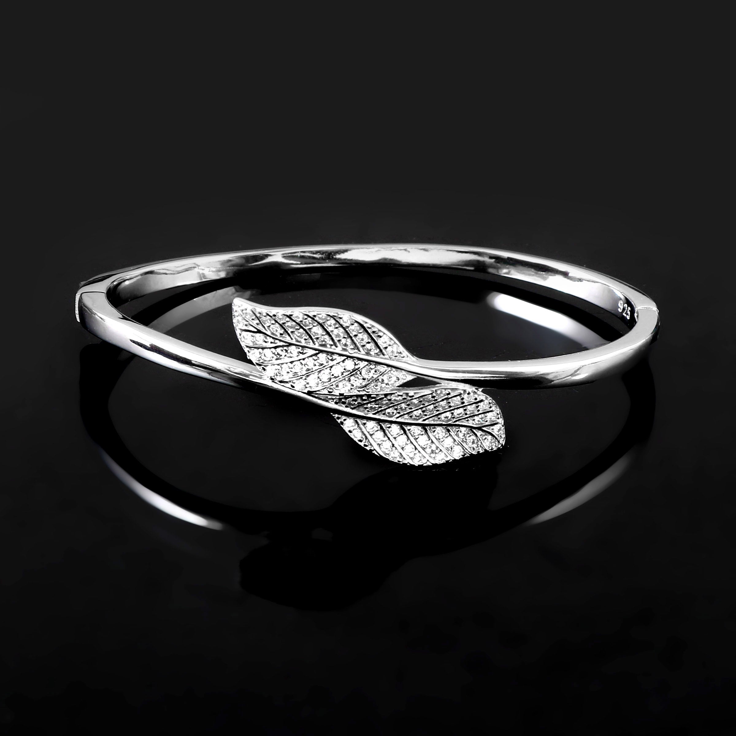 Sterling 92.5 Silver Leaf Kada for Women