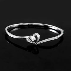 Sterling 92.5 Silver Heart Kada for Women