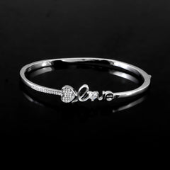 Sterling 92.5 Silver CZ Love Kada for Women