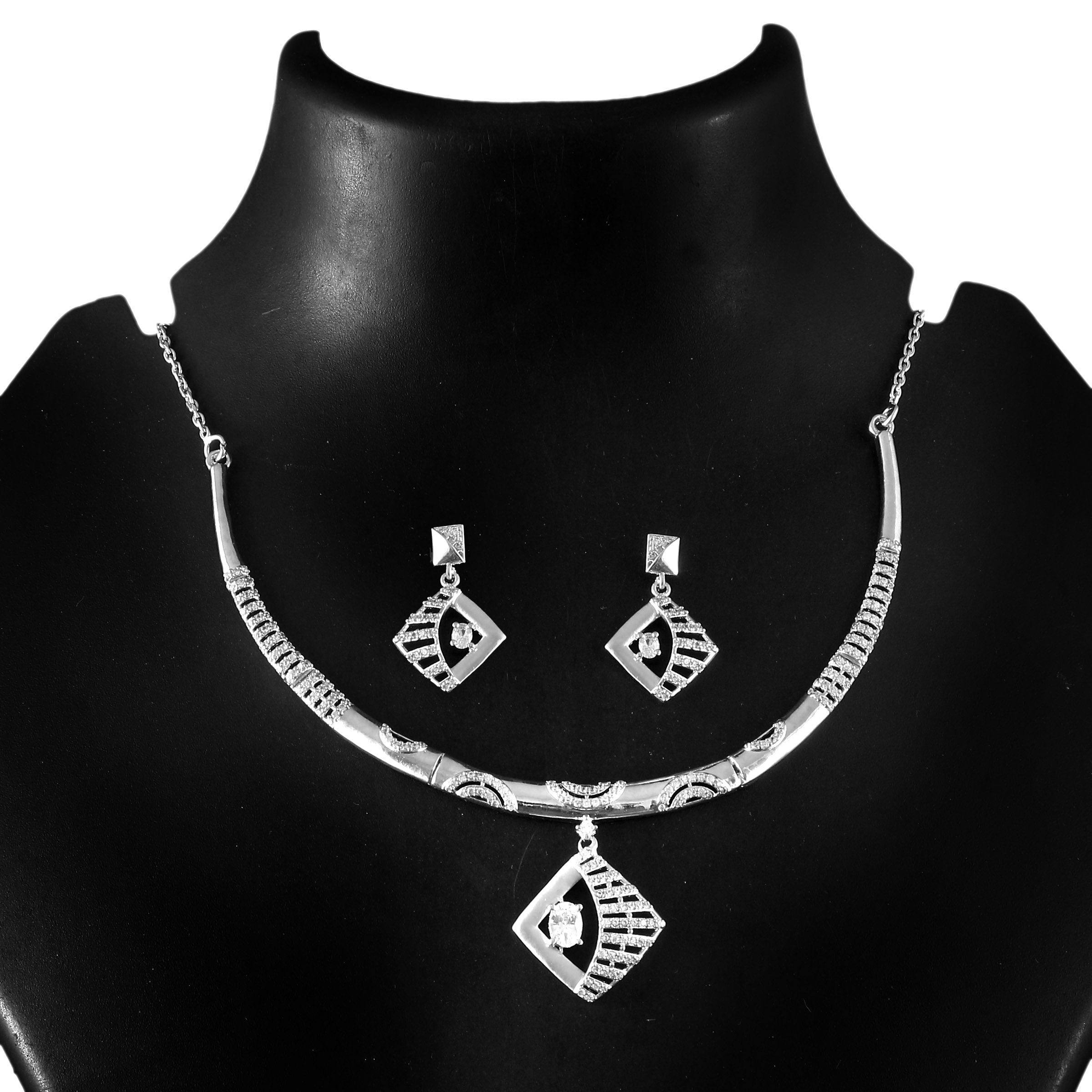 Sterling 92.5 Silver CZ Necklace Set