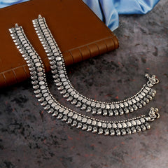 Oxidized 92.5 Silver Carry Design Anklets