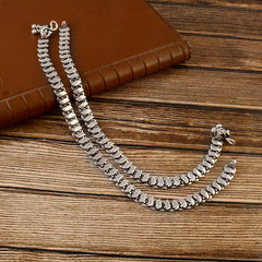 Oxidized 92.5 Silver Plain Chail Chabili Anklets