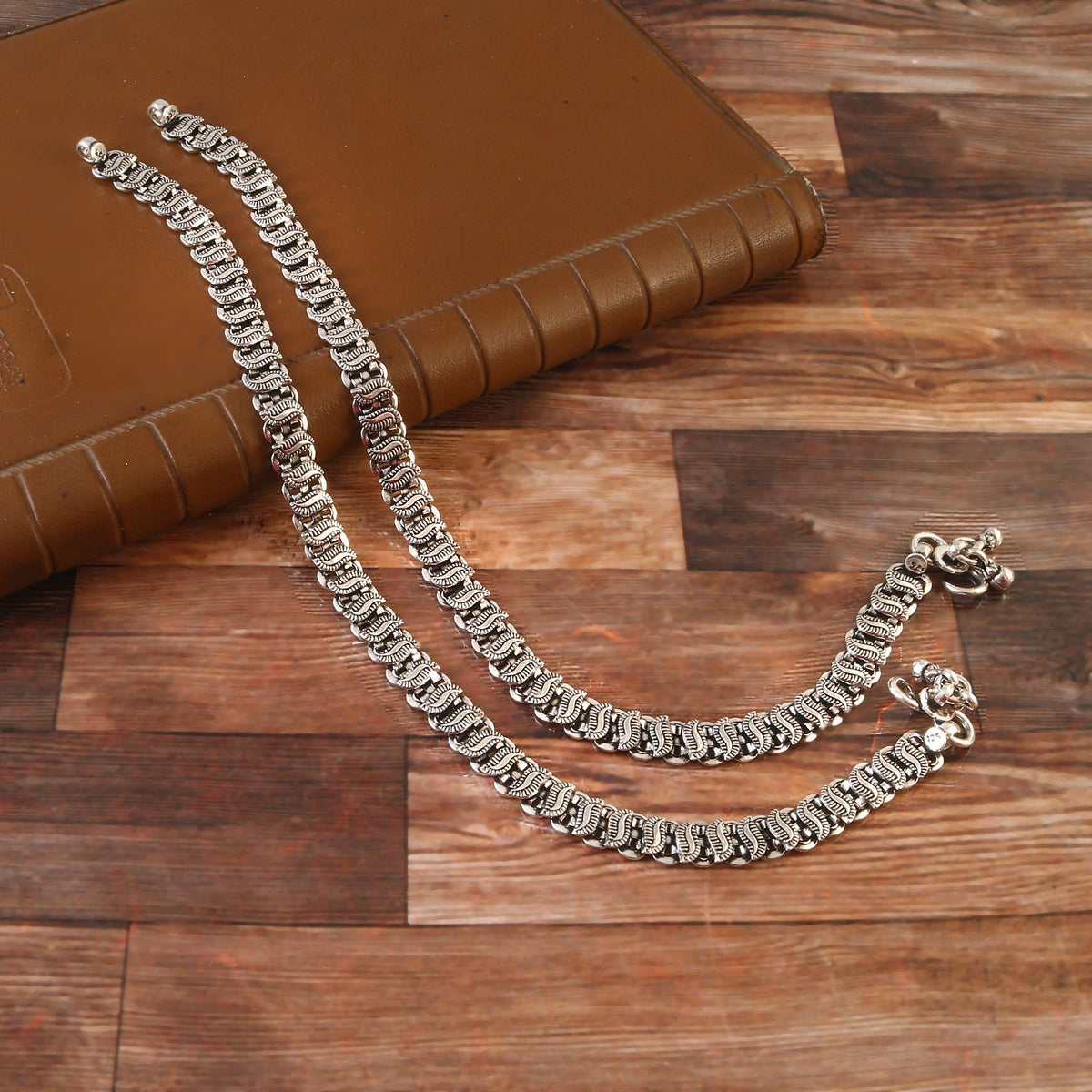 Oxidized 92.5 Silver Anklets in Chain