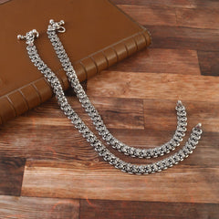 Oxidized 92.5 Silver Chain Chail Chabili  Anklets