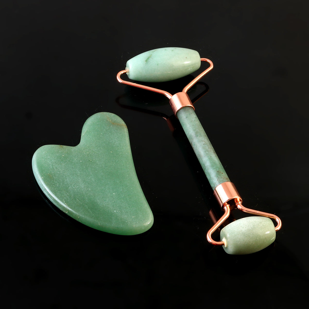 Green Aventurine  Roller and Gausha Face Massager set