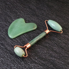 Green Aventurine  Roller and Gausha Face Massager set